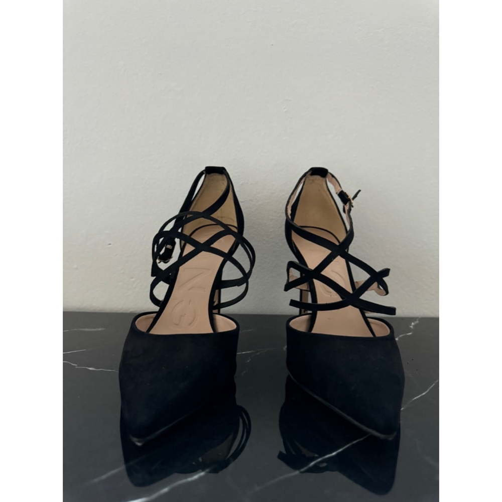 Mango Black Faux Suade Heels